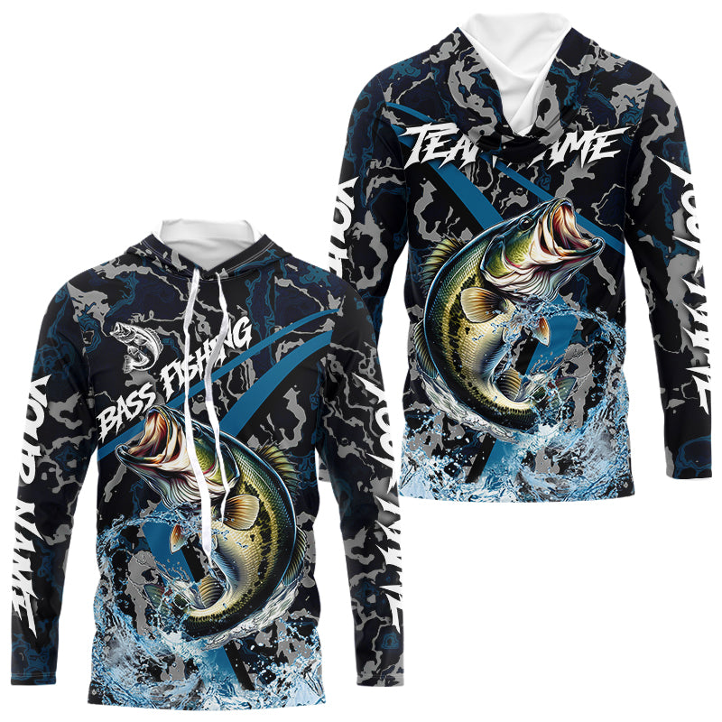 Custom Largemouth Bass Fishing Camo Long Sleeve Fishing, Personalized Bass Fishing Team NQS9677