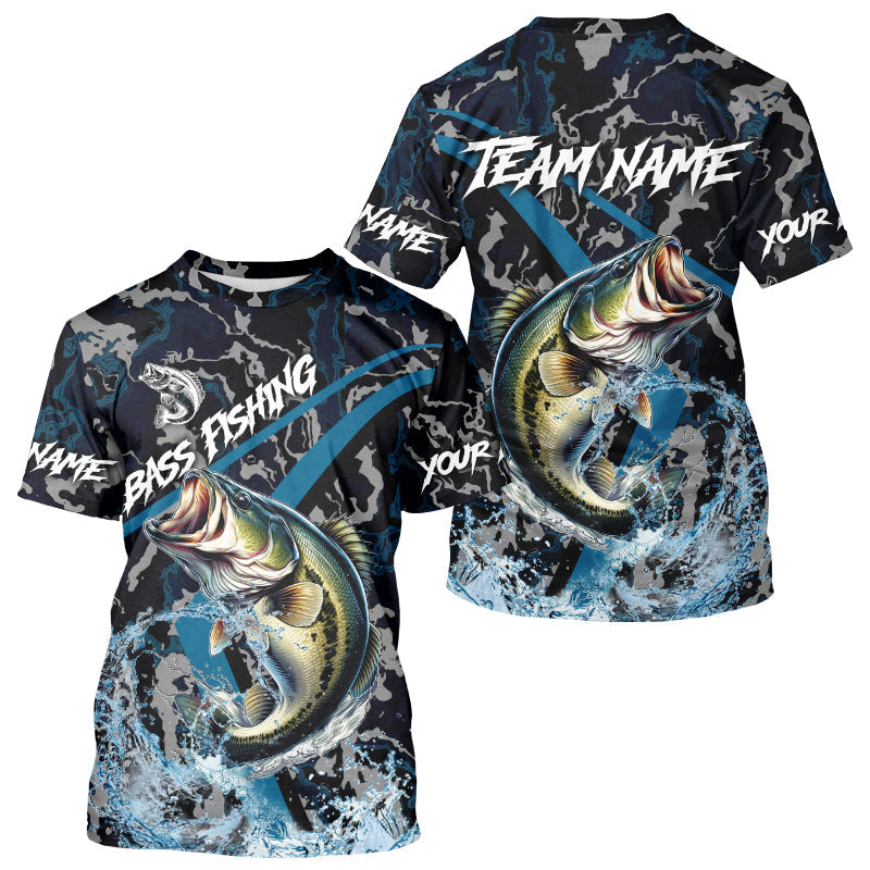 Custom Largemouth Bass Fishing Camo Long Sleeve Fishing, Personalized Bass Fishing Team NQS9677