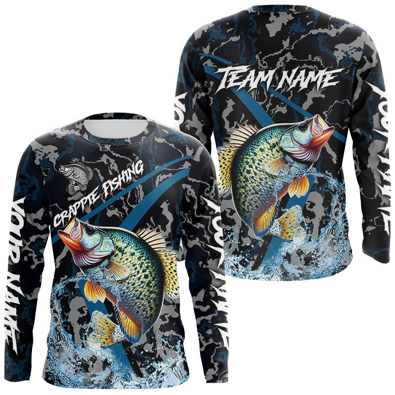 Custom Crappie Fishing Camo Long Sleeve Fishing, Personalized Crappie Fishing Team NQS9678