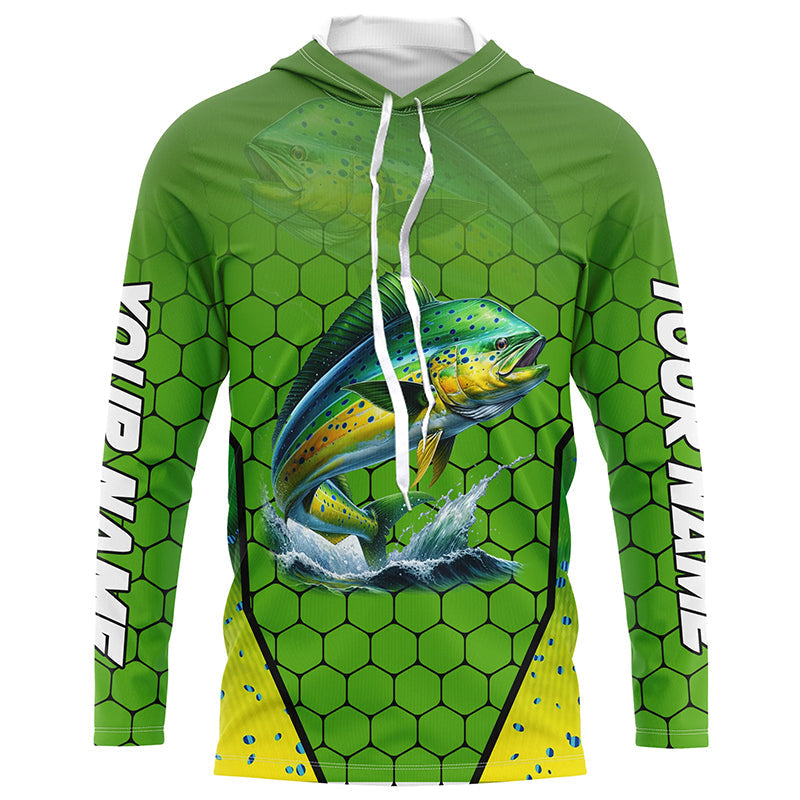Personalized Mahi mahi green scales Performance Long Sleeve Fishing, Tournament Fishing NQS7457
