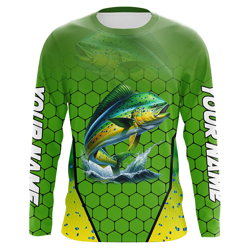 Personalized Mahi mahi green scales Performance Long Sleeve Fishing, Tournament Fishing NQS7457