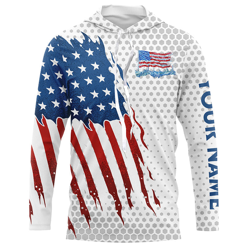 American Flag Fishing patriotic Custom name UV protection long sleeve fishing, women NQS8038
