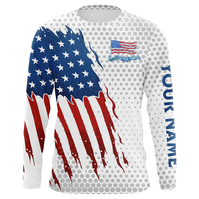 American Flag Fishing patriotic Custom name UV protection long sleeve fishing, women NQS8038