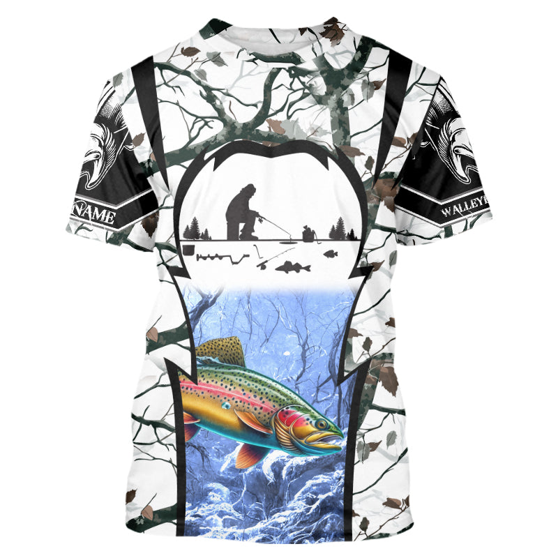 Rainbow trout Ice fishing winter camo Custom Long Sleeve fishing, women NQS2490