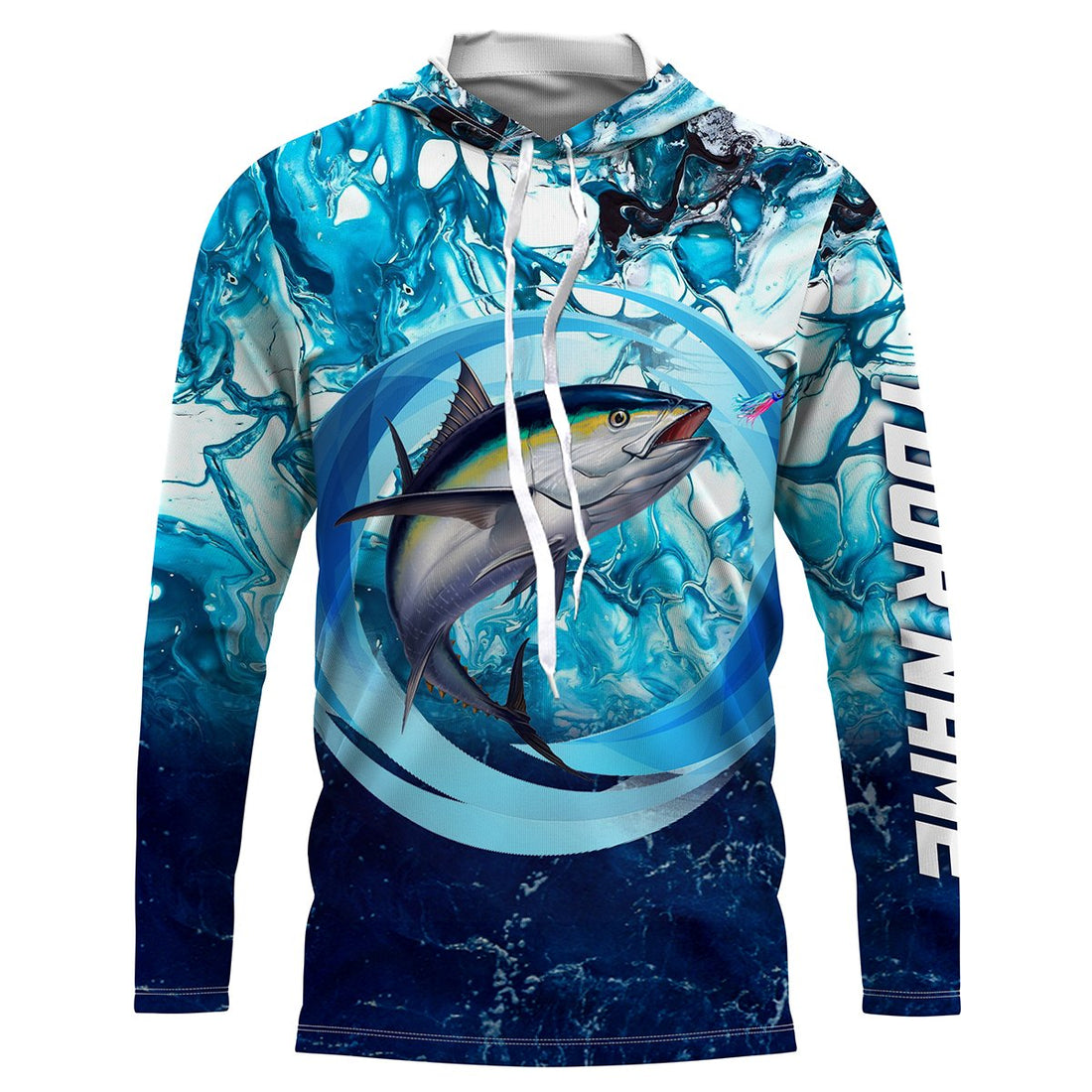 Tuna fishing blue water sea camo saltwater fishing Custom name UV protection performance fishing NQS2622