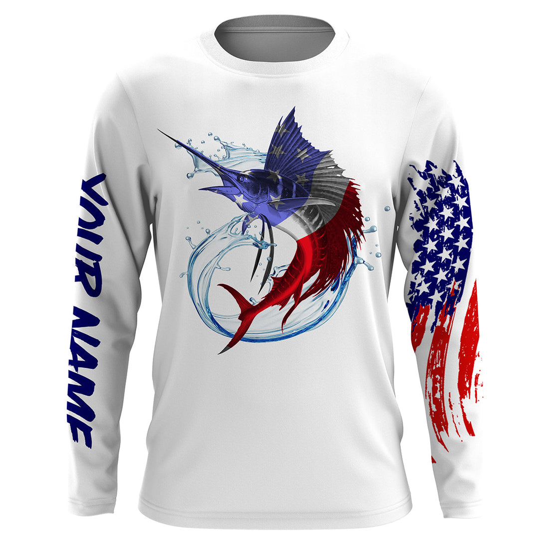 Sailfish fishing American flag patriotic Custom UV protection fishing, Gifts for Fisherman NQS2942