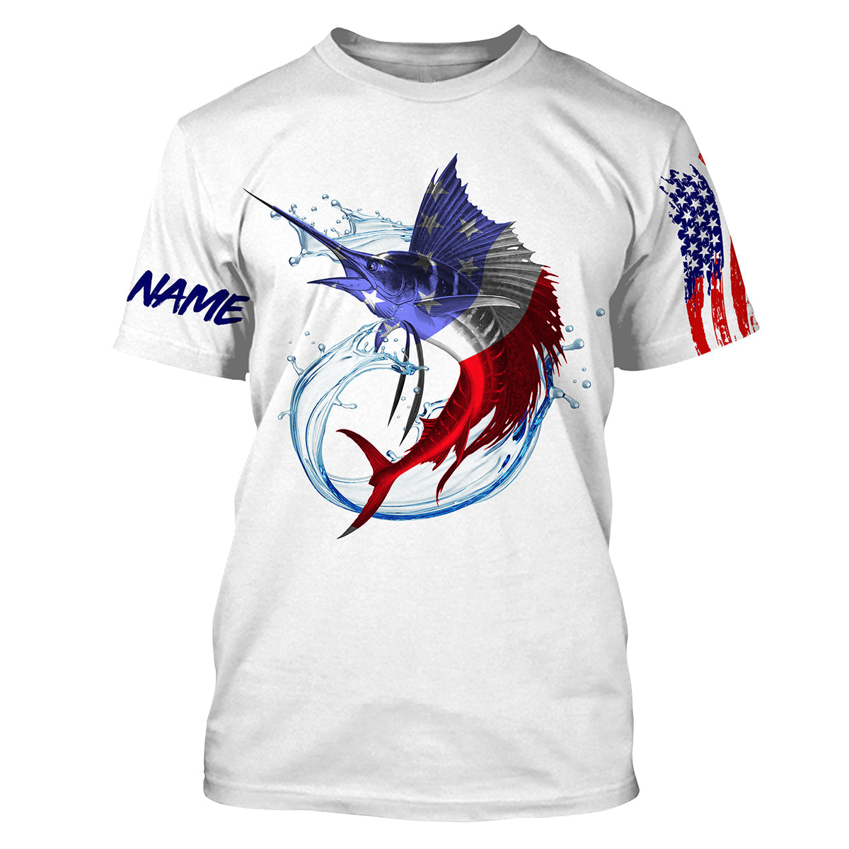 Sailfish fishing American flag patriotic Custom UV protection fishing, Gifts for Fisherman NQS2942