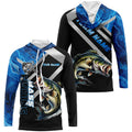 Personalized blue camo Largemouth Bass Long Sleeve Fishing, Bass Tournament Fishing NQS7465