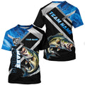 Personalized blue camo Largemouth Bass Long Sleeve Fishing, Bass Tournament Fishing NQS7465
