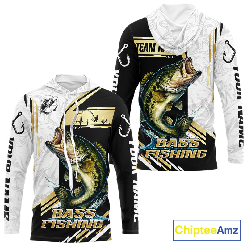 Personaized name Largemouth Bass fishing Custom sun protection Bass fishing team | Gold NQS9966