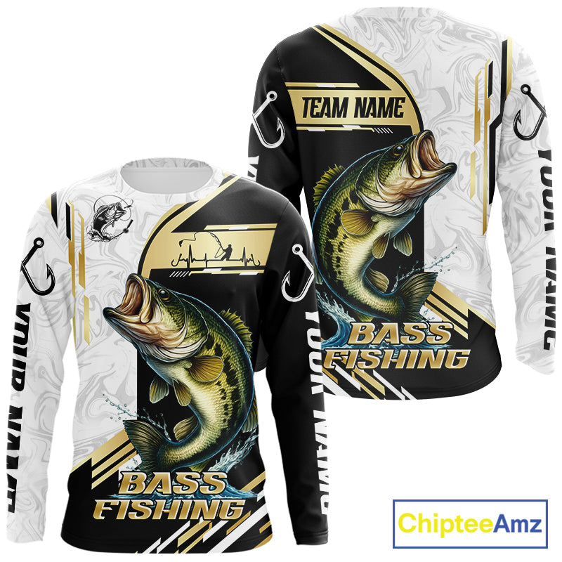Personaized name Largemouth Bass fishing Custom sun protection Bass fishing team | Gold NQS9966
