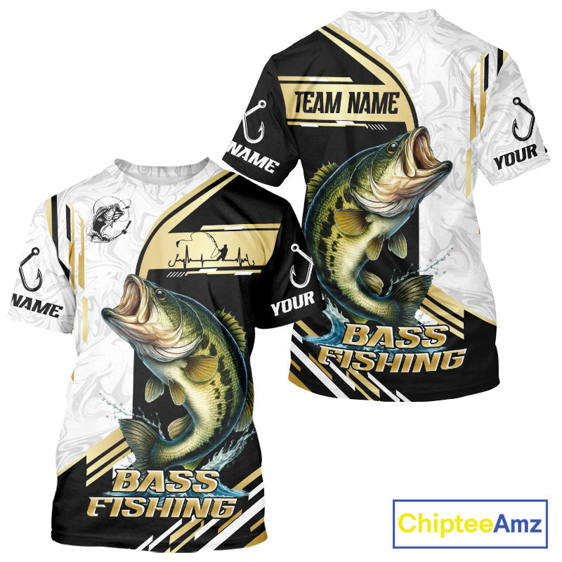 Personaized name Largemouth Bass fishing Custom sun protection Bass fishing team | Gold NQS9966