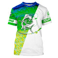 Mahi - mahi fishing tattoo green Customize Name UV protection UPF 30+ long sleeves saltwater fishing NQS1955