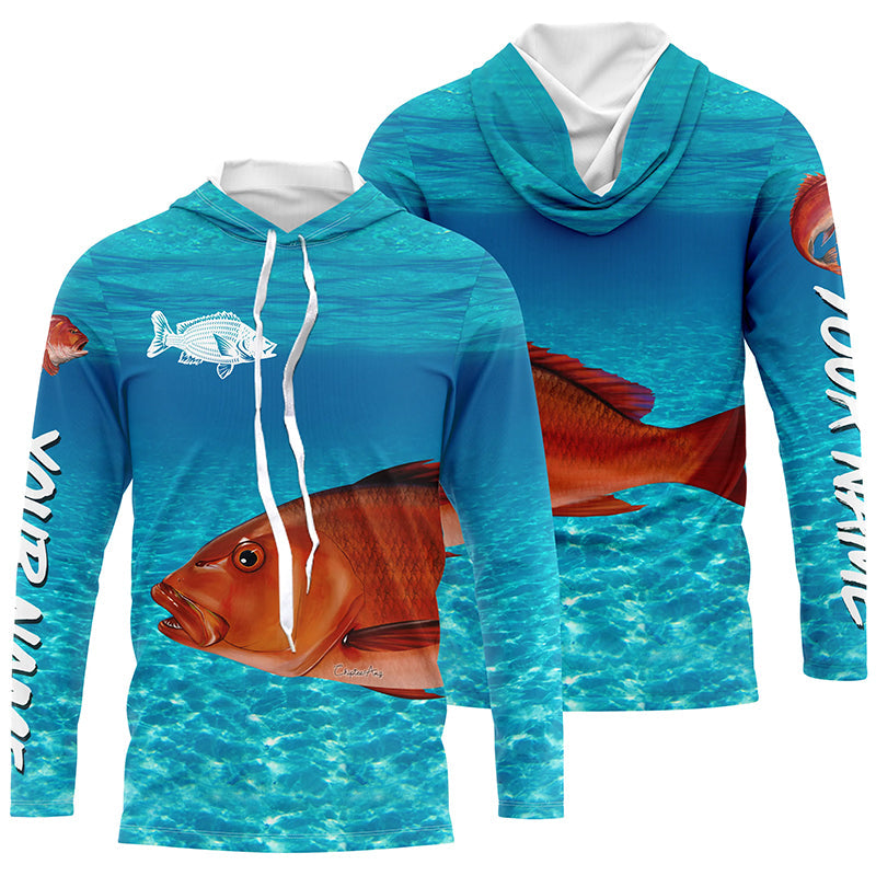 Red Snapper fishing blue water camo Custom sun protection long sleeve fishing, women NQS5729