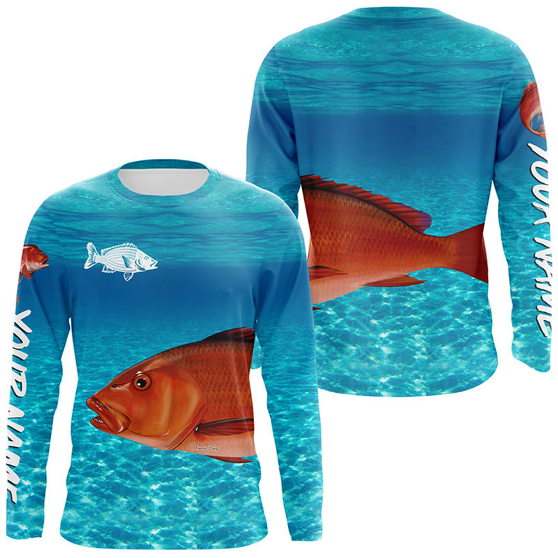 Red Snapper fishing blue water camo Custom sun protection long sleeve fishing, women NQS5729