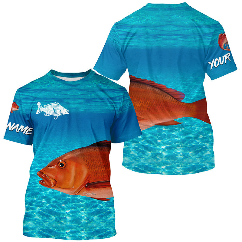 Red Snapper fishing blue water camo Custom sun protection long sleeve fishing, women NQS5729