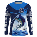 Sailfish fishing blue sea underwater ocean saltwater Custom Name performance long sleeve fishing NQS3743
