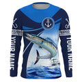 Wahoo fishing blue sea underwater ocean saltwater Custom Name performance long sleeve fishing NQS3745