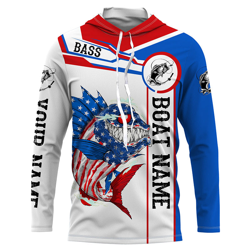 Angry Largemouth Bass American flag patriot fishing Custom name and boat name tournament fishing NQS4551