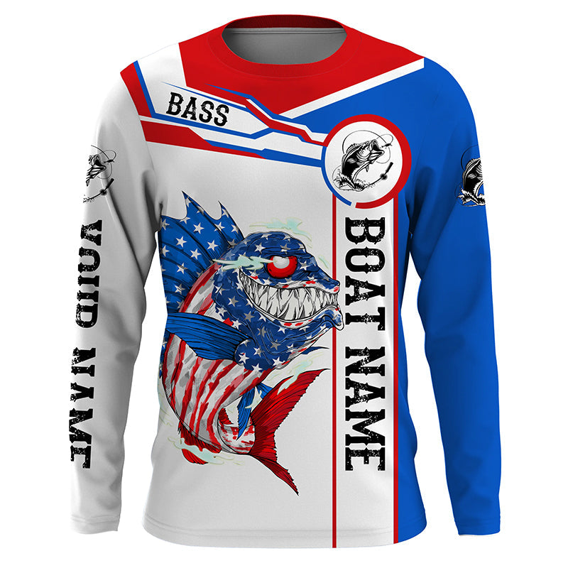 Angry Largemouth Bass American flag patriot fishing Custom name and boat name tournament fishing NQS4551