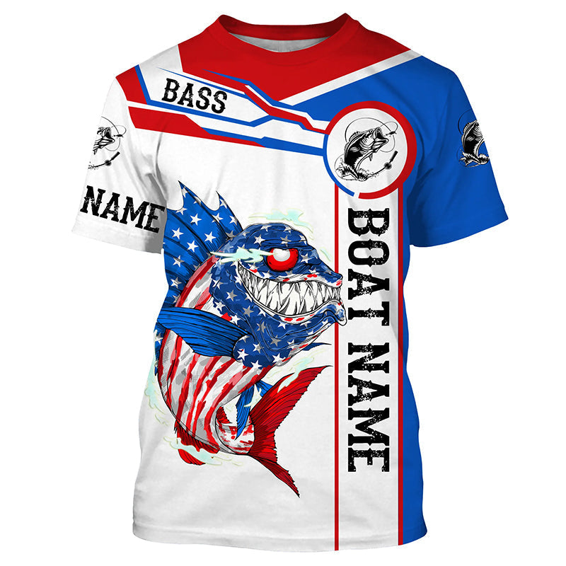 Angry Largemouth Bass American flag patriot fishing Custom name and boat name tournament fishing NQS4551