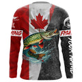 Canadian Flag Northern pike Fishing Custom long sleeve performance Fishing, pike Fishing NQS4927
