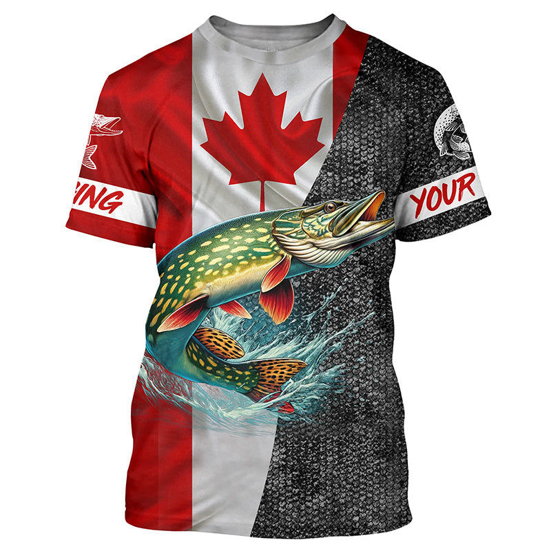 Canadian Flag Northern pike Fishing Custom long sleeve performance Fishing, pike Fishing NQS4927