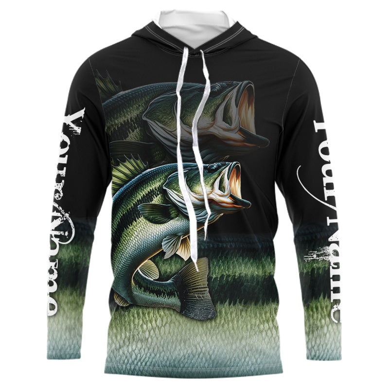 Largemouth Bass fishing green scales Custom sun protection Bass fishing, custom fishing gifts NQS9686
