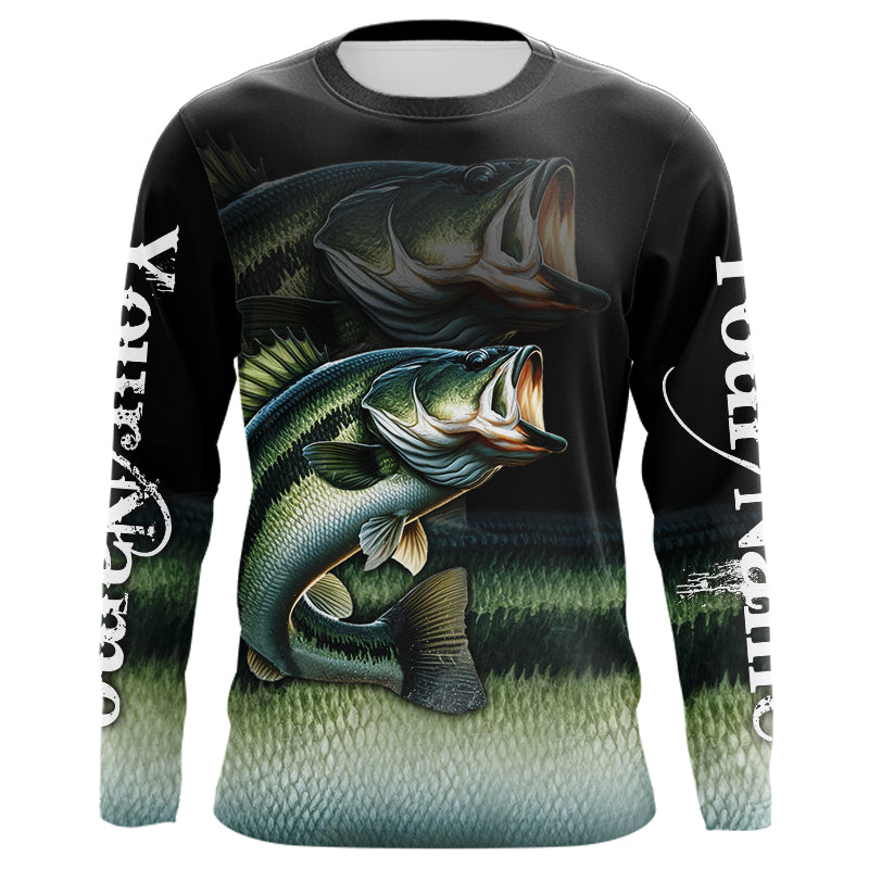 Largemouth Bass fishing green scales Custom sun protection Bass fishing, custom fishing gifts NQS9686