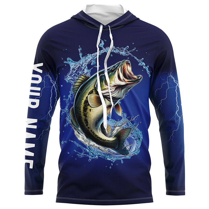Largemouth Bass Fishing blue lightning long sleeve Fishing Customized Bass fishing NQS287