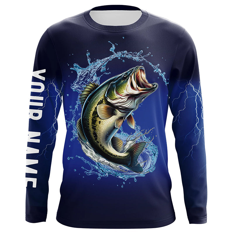 Largemouth Bass Fishing blue lightning long sleeve Fishing Customized Bass fishing NQS287