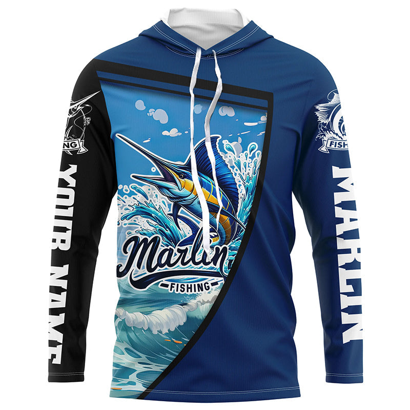 Marlin Fishing Blue UV Protection Long sleeve Fishing Custom Marlin Fishing apparel NQS289