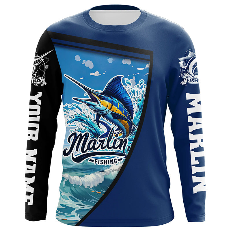 Marlin Fishing Blue UV Protection Long sleeve Fishing Custom Marlin Fishing apparel NQS289