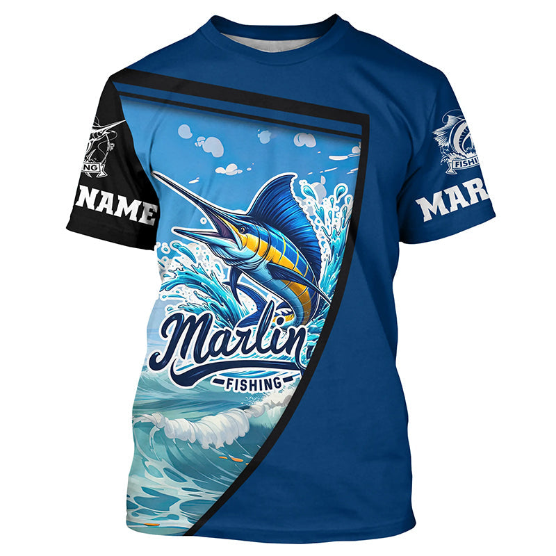 Marlin Fishing Blue UV Protection Long sleeve Fishing Custom Marlin Fishing apparel NQS289