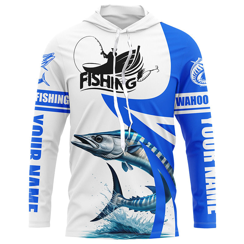 Wahoo fishing Custom sun protection long sleeve fishing, Wahoo saltwater fishing | Blue NQS5460