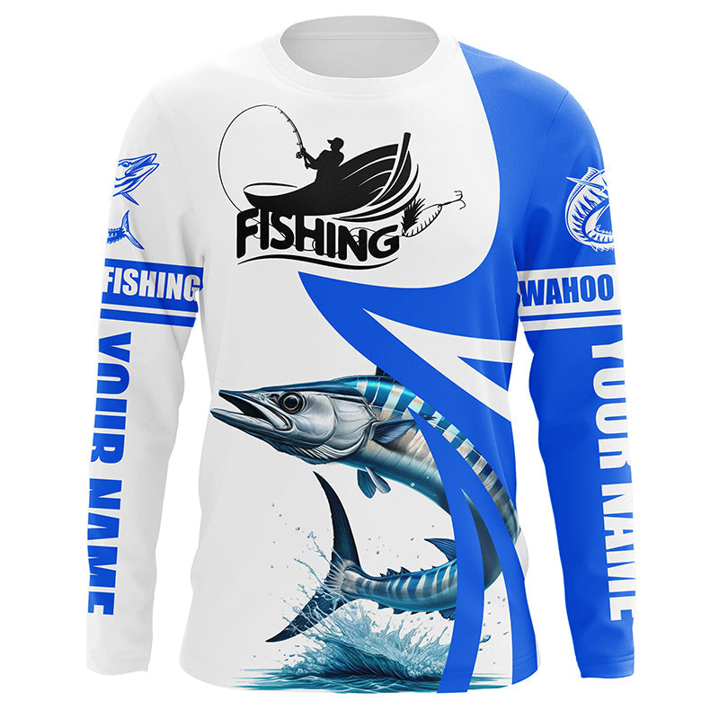 Wahoo fishing Custom sun protection long sleeve fishing, Wahoo saltwater fishing | Blue NQS5460