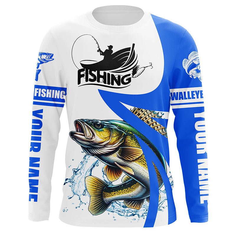 Walleye fishing Custom sun protection long sleeve fishing, Walleye fishing | Blue NQS5461