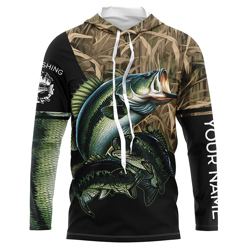 Bass fishing green scales camo personalized sun protection long sleeve fishing NQS3755