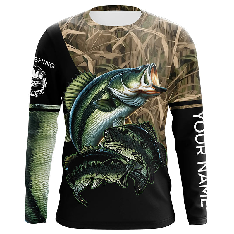 Bass fishing green scales camo personalized sun protection long sleeve fishing NQS3755