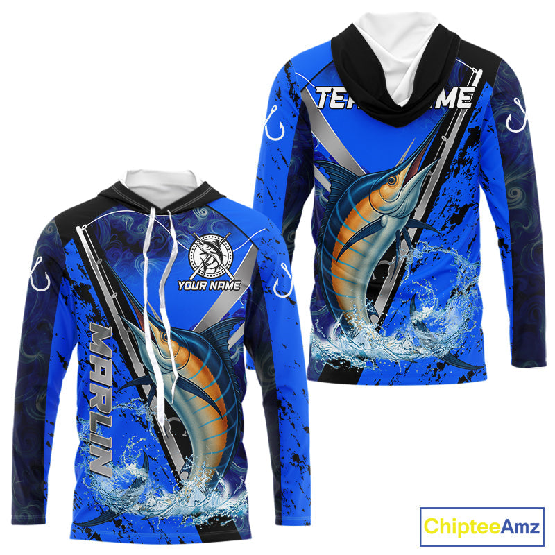Blue Camo Marlin fishing custom saltwater Marlin sun protection long sleeve fishing for Team