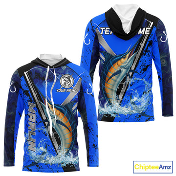 Blue Camo Marlin fishing custom saltwater Marlin sun protection long sleeve fishing for Team