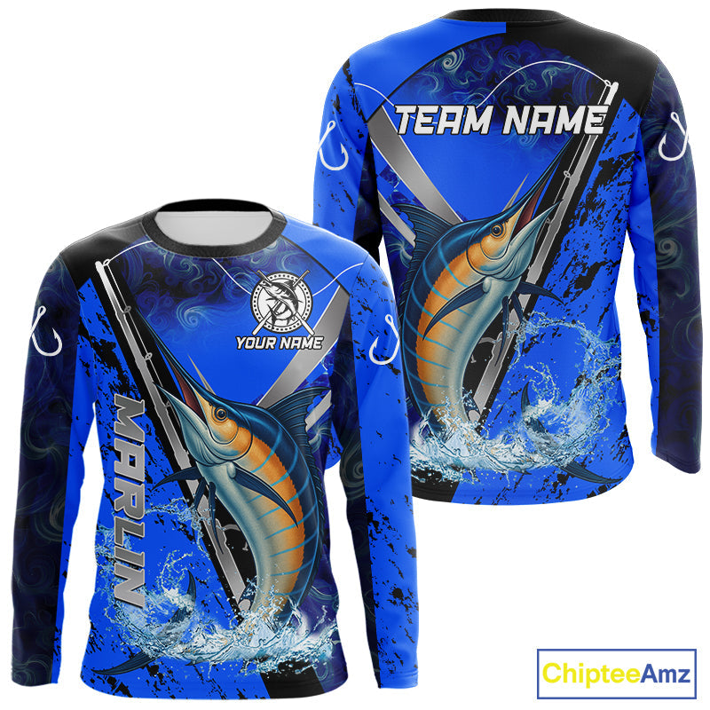Blue Camo Marlin fishing custom saltwater Marlin sun protection long sleeve fishing for Team