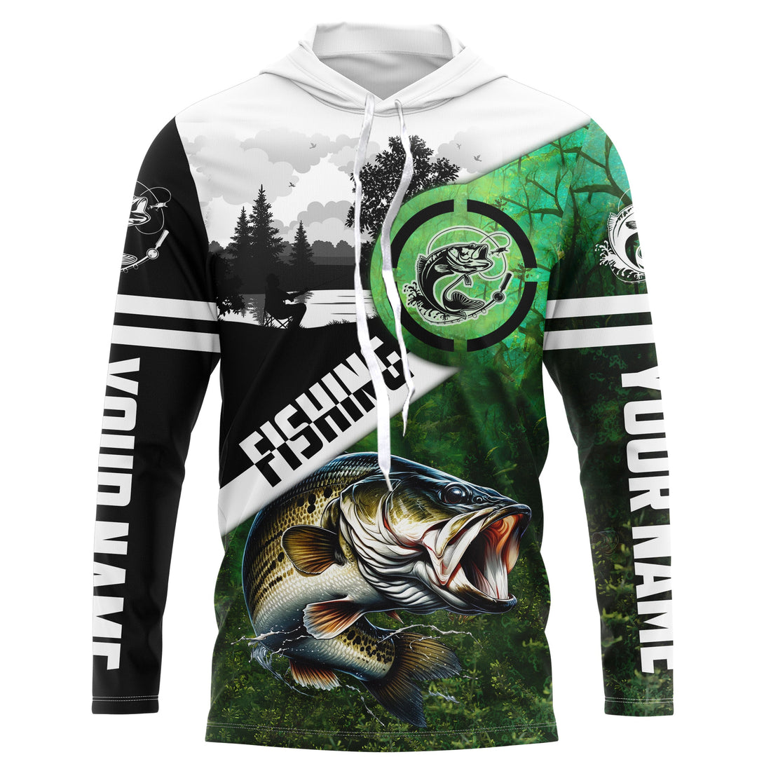 Largemouth Bass Fishing green performance fishing Custom Bass fishing NQS4140