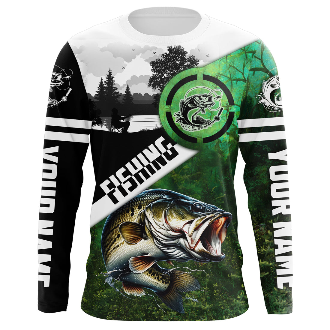 Largemouth Bass Fishing green performance fishing Custom Bass fishing NQS4140