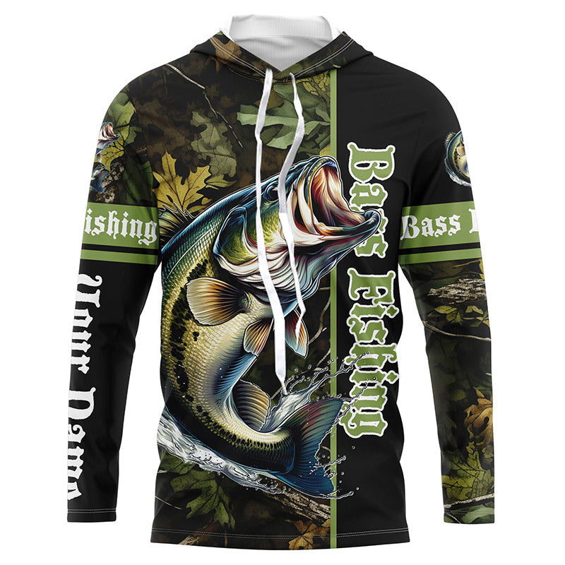 Bass fishing Green camouflage Custom sun protection long sleeve Fishing, bass Fishing NQS6608