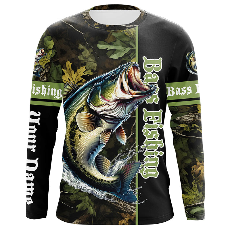 Bass fishing Green camouflage Custom sun protection long sleeve Fishing, bass Fishing NQS6608