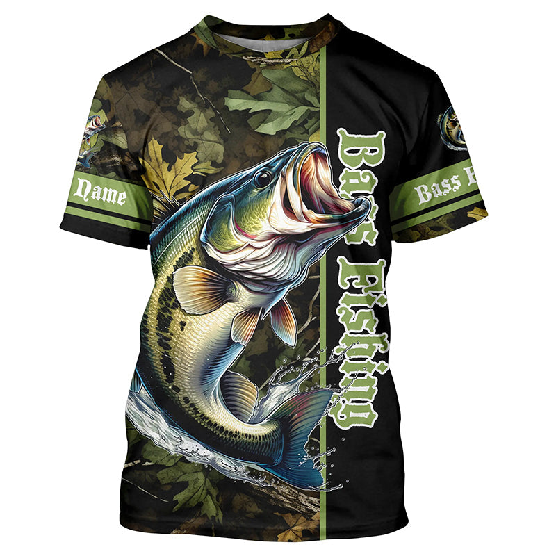 Bass fishing Green camouflage Custom sun protection long sleeve Fishing, bass Fishing NQS6608