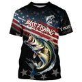 Largemouth Bass Fishing American Flag Custom black camo patriotic fishing long sleeve NQS8736