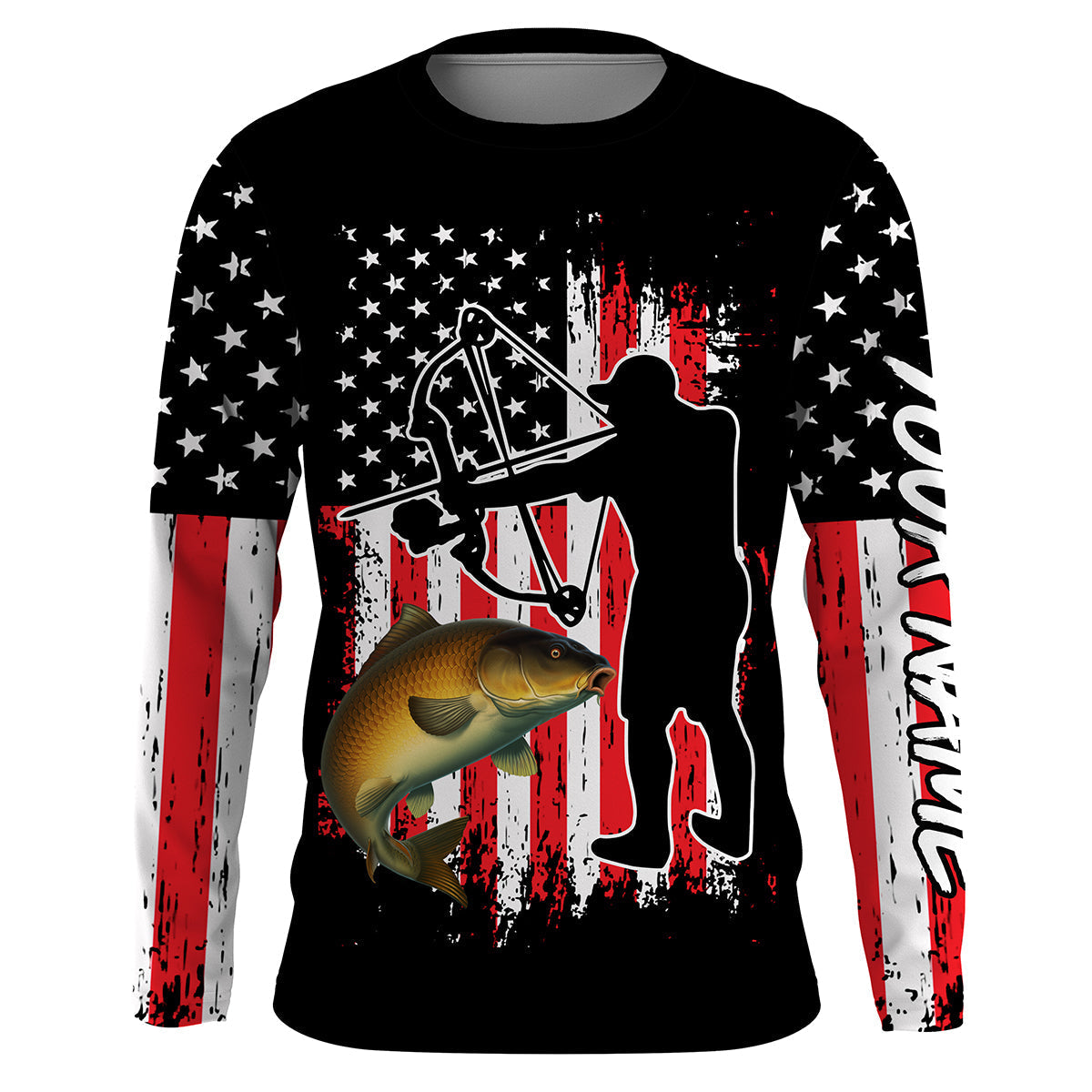 Carp hunter bow fishing American flag patriotic Custom Name fishing NQS2969