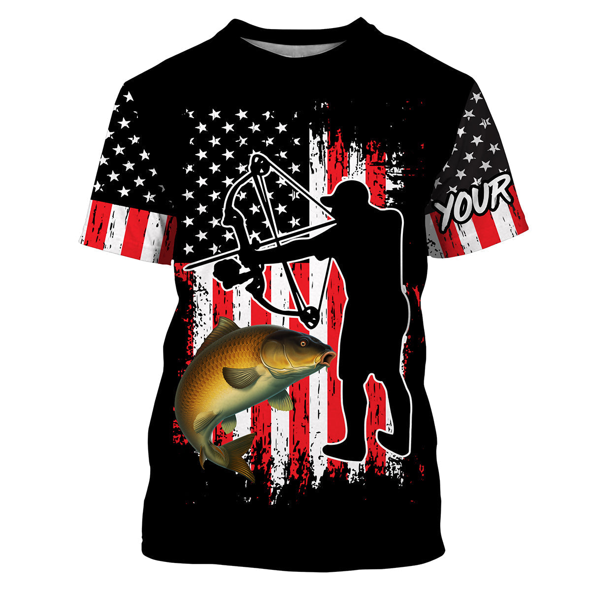 Carp hunter bow fishing American flag patriotic Custom Name fishing NQS2969